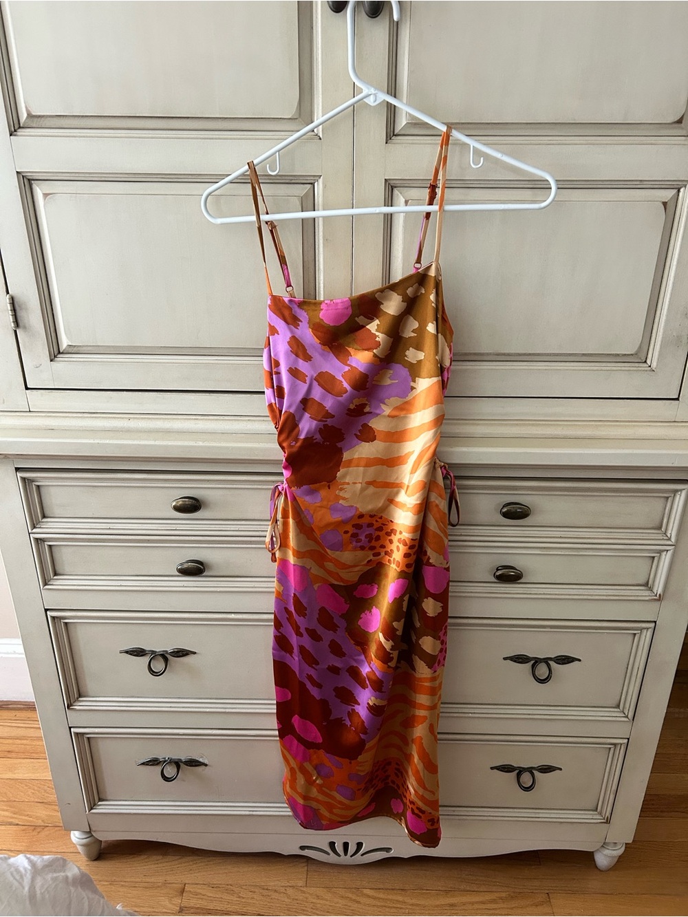 Christian Lacroix Pink, Orange & Gold Slip Midi Dress